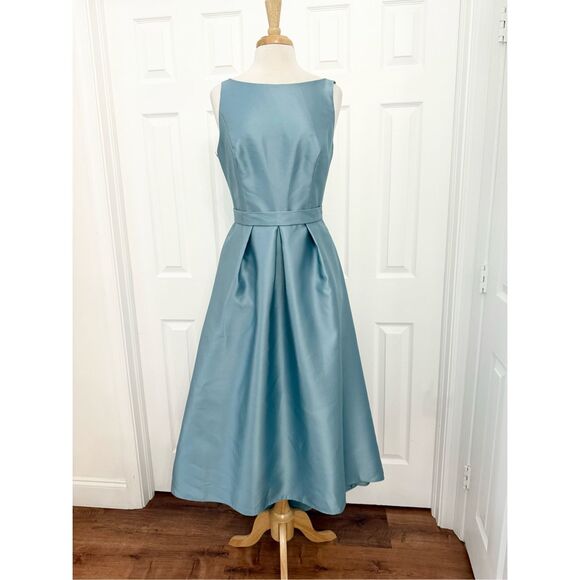Dresses & Skirts - Alfred Sung D706 Womens Smoke Blue Q430 Satin Cocktail Dress Size 12 NWT